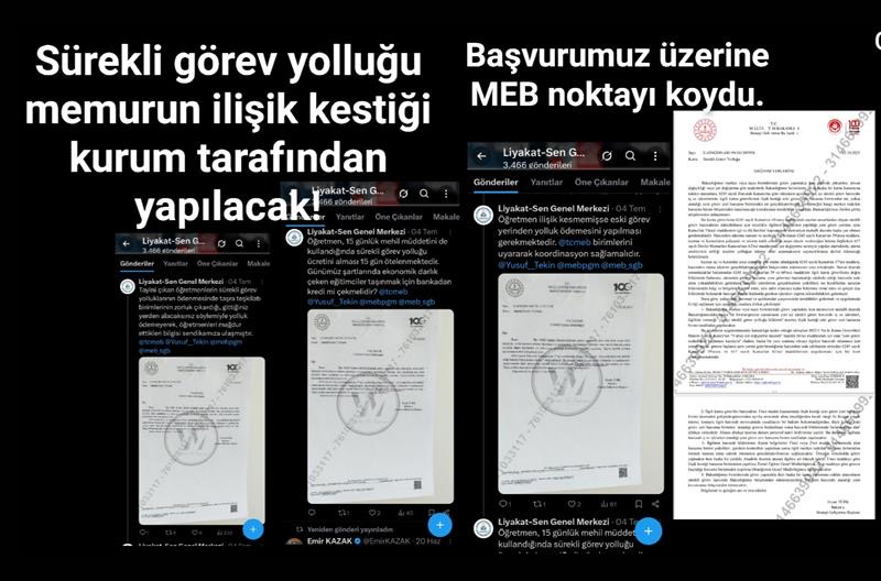 Öğretmenlerin memurların sürekli görev yolluğu ödemesi kurumları tarafından yapılacak